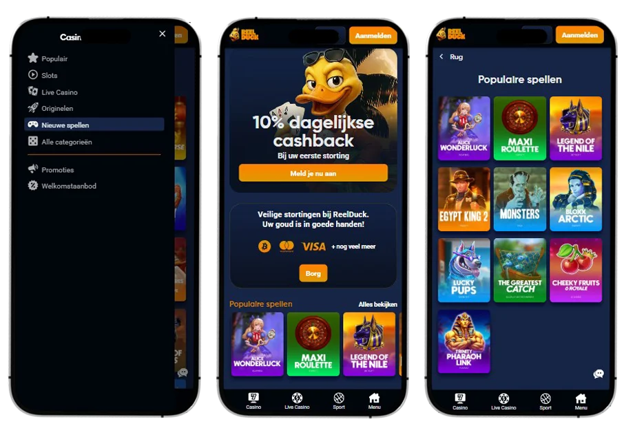 ReelDuck Casino Mobiele versie en app