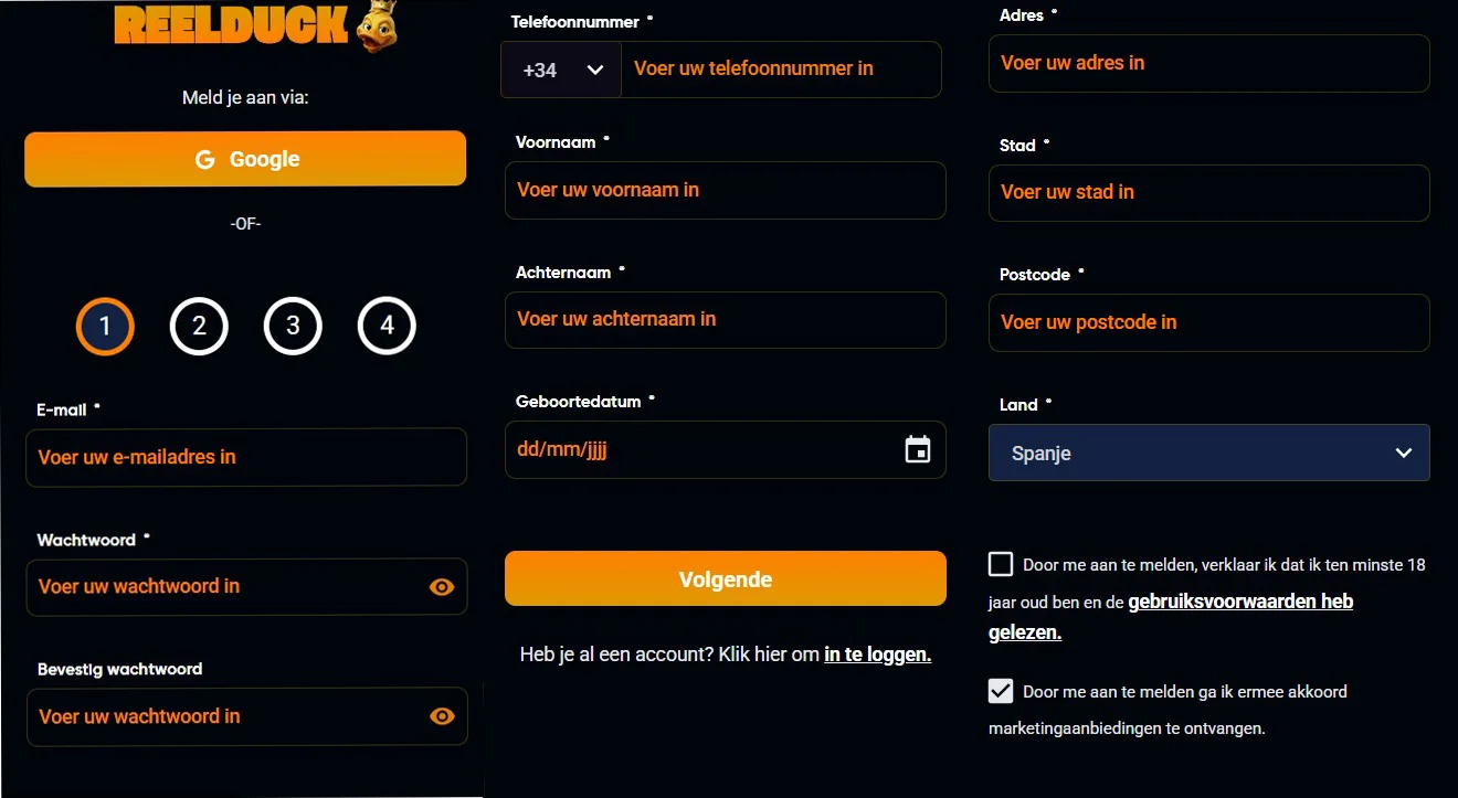ReelDuck Casino Registratie en KYC